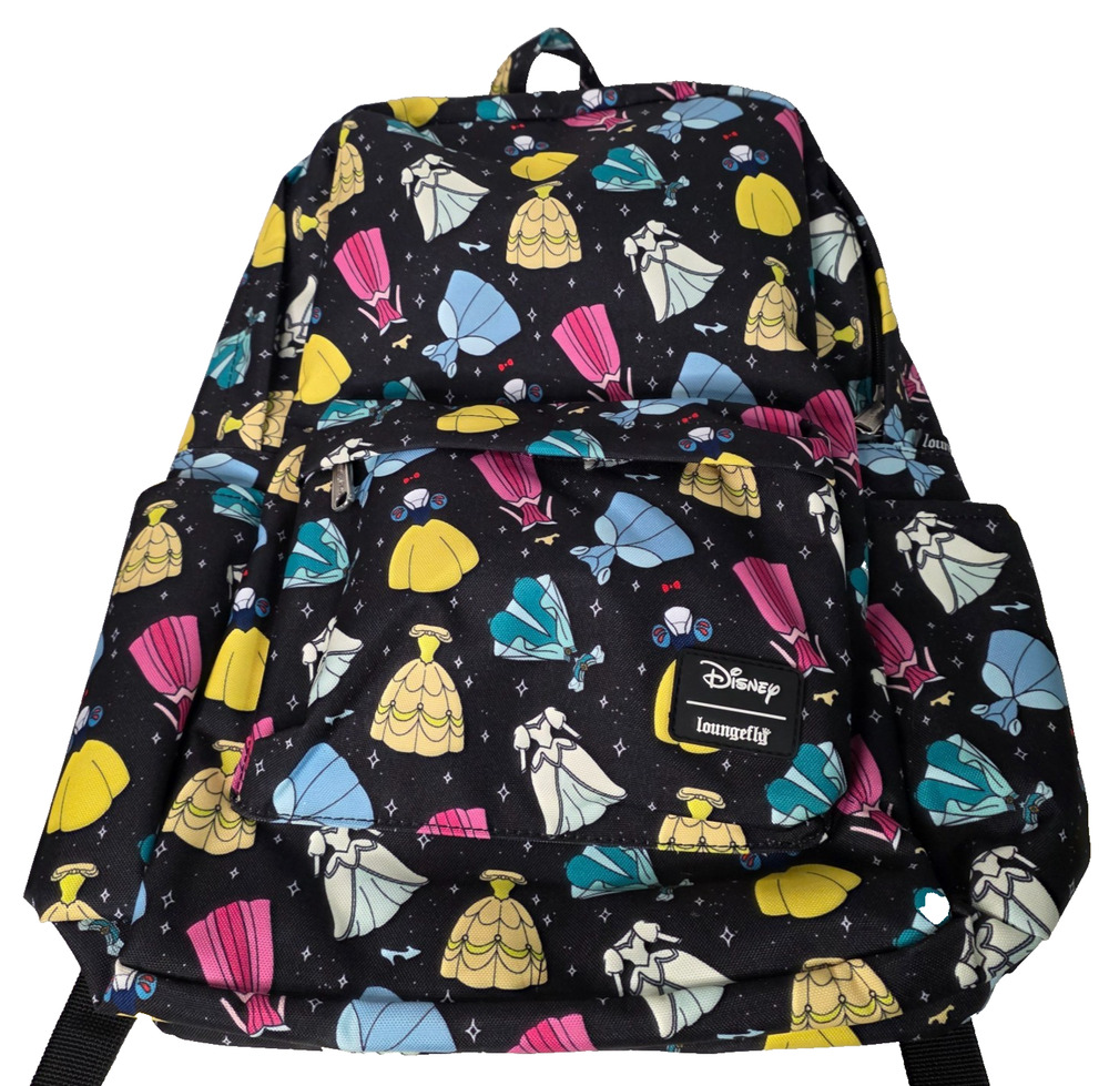Loungefly Disney Princess Dresses Backpack Black All Over Print Belle Cinderella